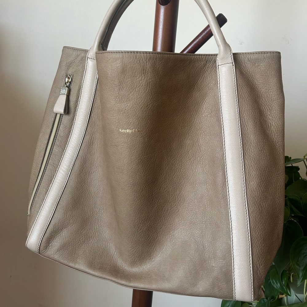 See By Chloé Leather Hobo Shoulder Bag Tan Boho Designer Purse